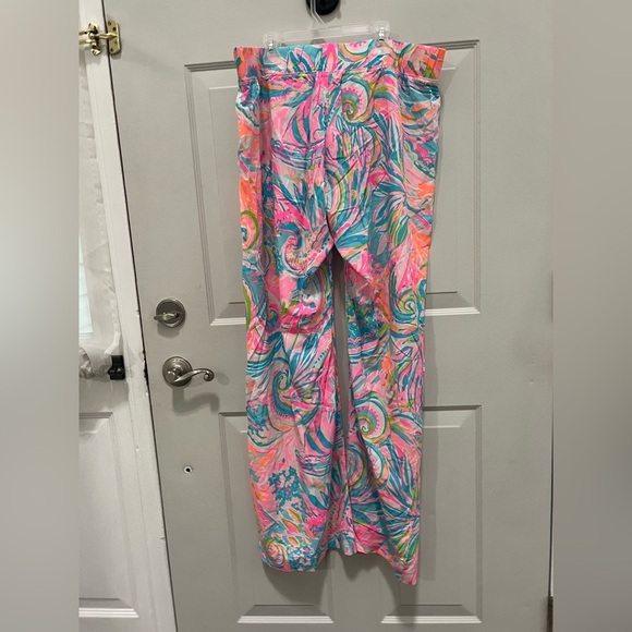 Lilly Pulitzer Bal Harbour Mid-Rise Palazzo Pants Multi Carnivale Coral sz XL - Picture 5 of 7
